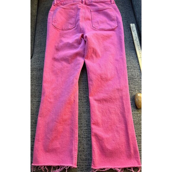 Hot Pink Zara Womens Cropped‎ Frayed Hem Jeans Size L/10 - Picture 6 of 7
